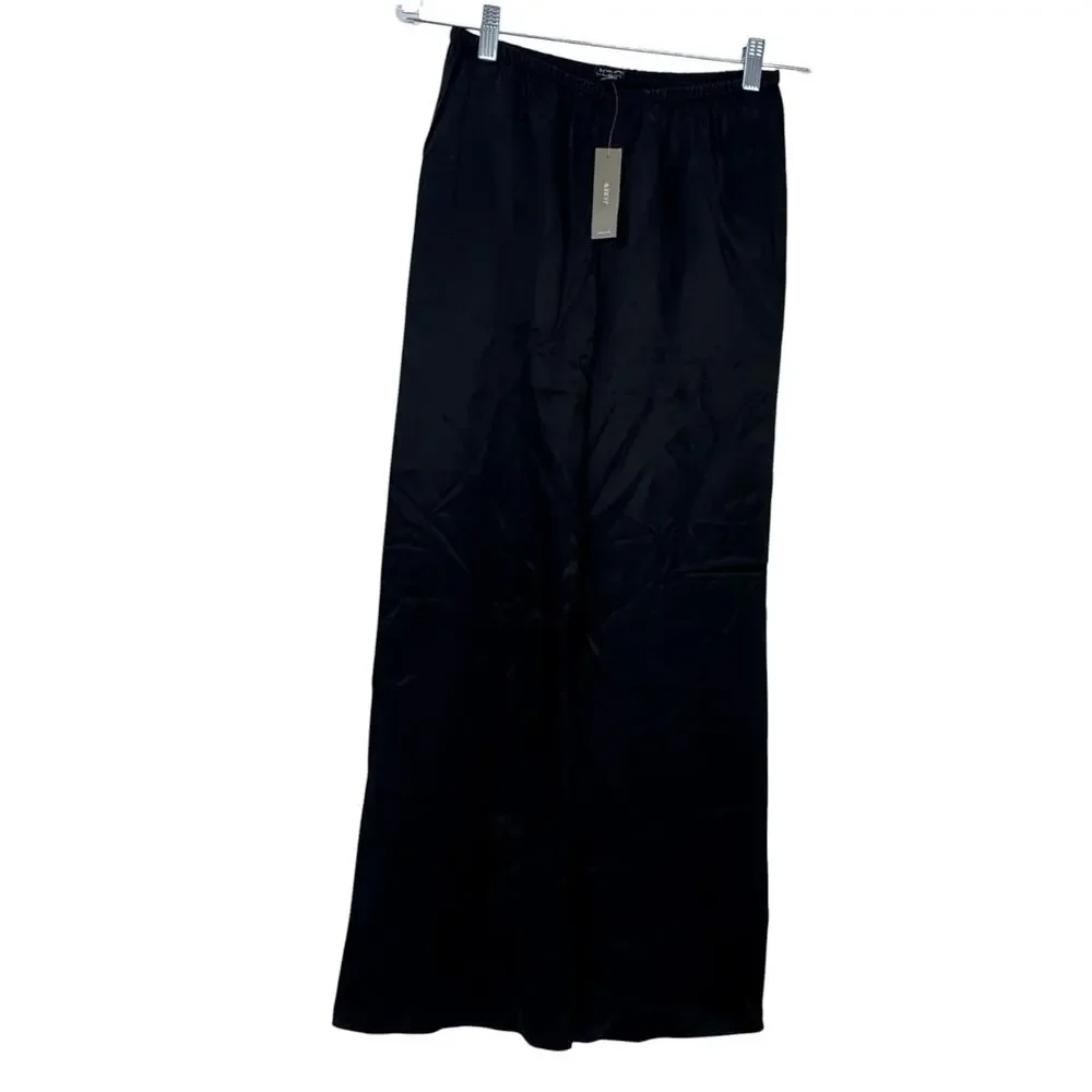 J. Crew Cosmo Pant Luster Charmeuse Elastic Waist Black Size S NWOT